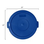 Carlisle 84102114 Bronco 20 Gallon Blue Flat Round Trash Can Lid