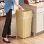 Lavex 25 Gallon Beige Square Trash Can with Drop Shot Lid Lavex 25 Gallon Beige Square Trash Can with Drop Shot Lid