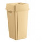 Lavex 25 Gallon Beige Square Trash Can with Drop Shot Lid Lavex 25 Gallon Beige Square Trash Can with Drop Shot Lid