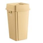 Lavex 25 Gallon Beige Square Trash Can with Drop Shot Lid Lavex 25 Gallon Beige Square Trash Can with Drop Shot Lid