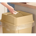 Lavex 25 Gallon Beige Square Trash Can with Drop Shot Lid Lavex 25 Gallon Beige Square Trash Can with Drop Shot Lid
