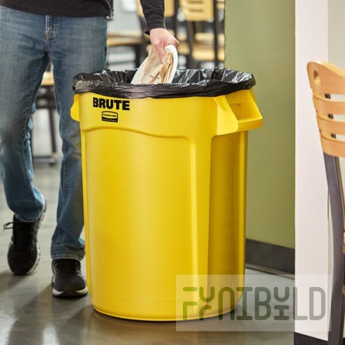 Rubbermaid® FG263200YEL BRUTE 32 Gallon Yellow Round Trash Can