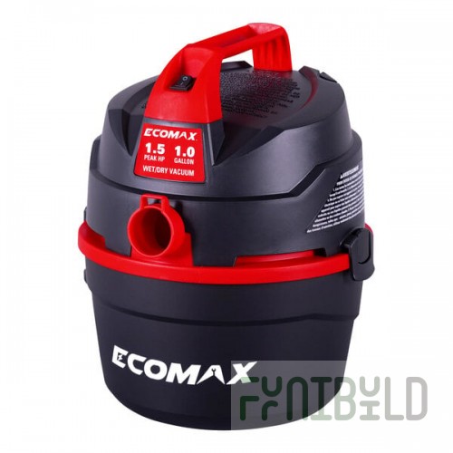 Ecomax EM18101P-1H 1 Gallon 1 1/2 Peak hp Wall-Mount Wet / Dry Vacuum with Tool Kit - 120V, 1 Phase