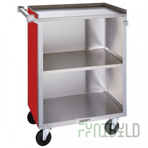 Lakeside 810RD Medium-Duty Stainless Steel Three Shelf Utility Cart With Enclosed Base and Red Finish - 16 7/8