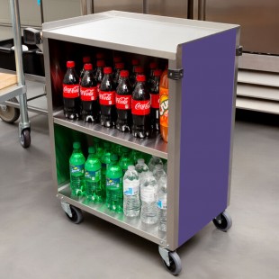 Lakeside 610P Standard-Duty Stainless Steel 3 Shelf Utility Cart with Enclosed Base and Purple Finish - 16 1/2