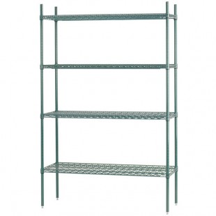 Advance Tabco EGG-1472 4-Shelf NSF Green Epoxy Coated Wire Shelving Combo - 14
