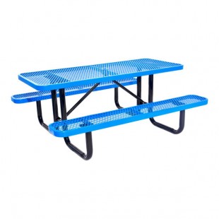 Lifeyard 6' Blue Expanded Metal Picnic Table
