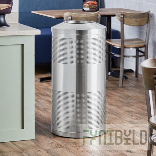 Lancaster Table & Seating 23 Gallon Stainless Steel Perforated Round Decorative Trash Can with Feet