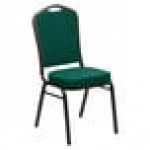 Flash Furniture FD-C01-GOLDVEIN-GN-GG Hercules Green Fabric Crown Back Stackable Banquet Chair with Gold Vein Frame