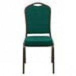 Flash Furniture FD-C01-GOLDVEIN-GN-GG Hercules Green Fabric Crown Back Stackable Banquet Chair with Gold Vein Frame