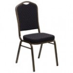 Flash Furniture FD-C01-GOLDVEIN-GN-GG Hercules Green Fabric Crown Back Stackable Banquet Chair with Gold Vein Frame