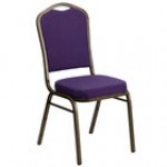 Flash Furniture FD-C01-GOLDVEIN-GN-GG Hercules Green Fabric Crown Back Stackable Banquet Chair with Gold Vein Frame