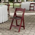 Lancaster Table & Seating Mahogany Resin Folding Chair with Vinyl Seat Lancaster Table & Seating Mahogany Resin Folding Chair with Vinyl Seat