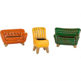 Kalalou 3-Piece Multicolor Ceramic Sofa and Chair Planter Set Kalalou 3-Piece Multicolor Ceramic Sofa and Chair Planter Set