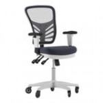 Flash Furniture Nicholas Black Mesh Mid-Back Swivel Ergonomic Office Chair with White Base, Adjustable Arms, and Roller Wheels Flash Furniture Nicholas Black Mesh Mid-Back Swivel Ergonomic Office Chair with White Base, Adjustable Arms, and Roller Wheels