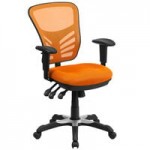 Flash Furniture Nicholas Black Mesh Mid-Back Swivel Ergonomic Office Chair with White Base, Adjustable Arms, and Roller Wheels Flash Furniture Nicholas Black Mesh Mid-Back Swivel Ergonomic Office Chair with White Base, Adjustable Arms, and Roller Wheels