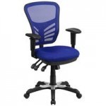 Flash Furniture Nicholas Black Mesh Mid-Back Swivel Ergonomic Office Chair with White Base, Adjustable Arms, and Roller Wheels Flash Furniture Nicholas Black Mesh Mid-Back Swivel Ergonomic Office Chair with White Base, Adjustable Arms, and Roller Wheels