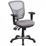 Flash Furniture Nicholas Black Mesh Mid-Back Swivel Ergonomic Office Chair with White Base, Adjustable Arms, and Roller Wheels Flash Furniture Nicholas Black Mesh Mid-Back Swivel Ergonomic Office Chair with White Base, Adjustable Arms, and Roller Wheels
