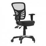 Flash Furniture Nicholas Black Mesh Mid-Back Swivel Ergonomic Office Chair with White Base, Adjustable Arms, and Roller Wheels Flash Furniture Nicholas Black Mesh Mid-Back Swivel Ergonomic Office Chair with White Base, Adjustable Arms, and Roller Wheels