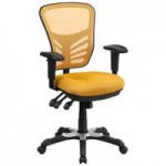 Flash Furniture Nicholas Black Mesh Mid-Back Swivel Ergonomic Office Chair with White Base, Adjustable Arms, and Roller Wheels Flash Furniture Nicholas Black Mesh Mid-Back Swivel Ergonomic Office Chair with White Base, Adjustable Arms, and Roller Wheels
