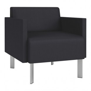 Lesro Luxe Lounge Series Patriot Plus Black Vinyl Guest Arm Chair with Steel Legs Lesro Luxe Lounge Series Patriot Plus Black Vinyl Guest Arm Chair with Steel Legs