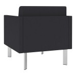 Lesro Luxe Lounge Series Patriot Plus Black Vinyl Guest Arm Chair with Steel Legs