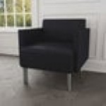 Lesro Luxe Lounge Series Patriot Plus Black Vinyl Guest Arm Chair with Steel Legs