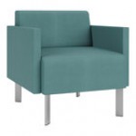 Lesro Luxe Lounge Series Patriot Plus Black Vinyl Guest Arm Chair with Steel Legs