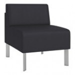 Lesro Luxe Lounge Series Patriot Plus Black Vinyl Guest Arm Chair with Steel Legs