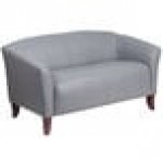 Flash Furniture 111-2-GY-GG Hercules Imperial Gray Leather Loveseat with Wooden Feet