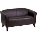 Flash Furniture 111-2-GY-GG Hercules Imperial Gray Leather Loveseat with Wooden Feet