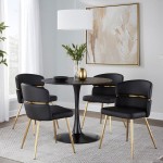 LumiSource Cinch Black Faux Leather High-Back Side Chair with Gold Metal Frame - 2/Case LumiSource Cinch Black Faux Leather High-Back Side Chair with Gold Metal Frame - 2/Case