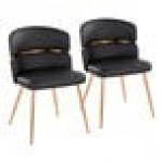 LumiSource Cinch Black Faux Leather High-Back Side Chair with Gold Metal Frame - 2/Case LumiSource Cinch Black Faux Leather High-Back Side Chair with Gold Metal Frame - 2/Case