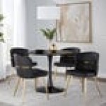 LumiSource Cinch Black Faux Leather High-Back Side Chair with Gold Metal Frame - 2/Case LumiSource Cinch Black Faux Leather High-Back Side Chair with Gold Metal Frame - 2/Case
