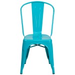 Flash Furniture ET-3534-CB-GG Crystal Teal Blue Stackable Galvanized Steel Chair with Vertical Slat Back and Drain Hole Seat Flash Furniture ET-3534-CB-GG Crystal Teal Blue Stackable Galvanized Steel Chair with Vertical Slat Back and Drain Hole Seat