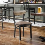 Lancaster Table & Seating Boomerang Black Finish Chair with Taupe Vinyl Seat and Driftwood Back - Unassembled Lancaster Table & Seating Boomerang Black Finish Chair with Taupe Vinyl Seat and Driftwood Back - Unassembled