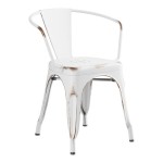 Lancaster Table & Seating Alloy Distressed Pearl White Outdoor Arm Chair Lancaster Table & Seating Alloy Distressed Pearl White Outdoor Arm Chair