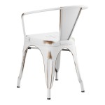 Lancaster Table & Seating Alloy Distressed Pearl White Outdoor Arm Chair Lancaster Table & Seating Alloy Distressed Pearl White Outdoor Arm Chair