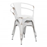 Lancaster Table & Seating Alloy Distressed Pearl White Outdoor Arm Chair Lancaster Table & Seating Alloy Distressed Pearl White Outdoor Arm Chair