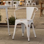 Lancaster Table & Seating Alloy Distressed Pearl White Outdoor Arm Chair Lancaster Table & Seating Alloy Distressed Pearl White Outdoor Arm Chair