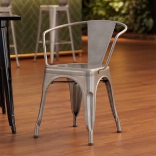 Lancaster Table & Seating Alloy Silver Indoor Arm Chair