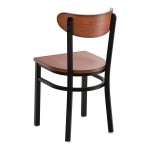 Lancaster Table & Seating Boomerang Black Finish Chair with Antique Walnut Wood Seat and Back - Unassembled