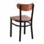 Lancaster Table & Seating Boomerang Black Finish Chair with Antique Walnut Wood Seat and Back - Unassembled