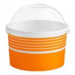 Choice 16 oz. Orange Paper Frozen Yogurt / Food Cup with Flat Lid - 50/Case