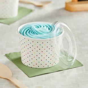 Choice 12 oz. Polka Dot Paper Frozen Yogurt / Food Cup with Flat Lid - 50/Case Choice 12 oz. Polka Dot Paper Frozen Yogurt / Food Cup with Flat Lid - 50/Case