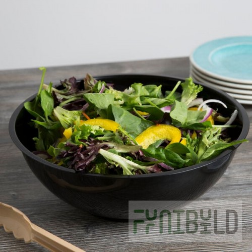 Fineline ReForm 160 oz. Black Microwavable Plastic Catering Bowl - 25/Case