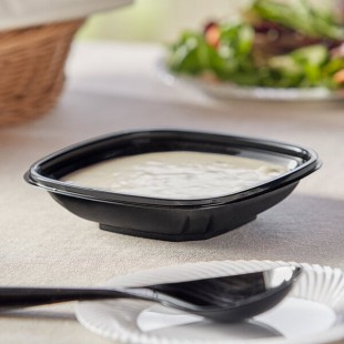 Visions 8 oz. Black PET Plastic Square Catering / Serving Bowl - 125/Pack Visions 8 oz. Black PET Plastic Square Catering / Serving Bowl - 125/Pack