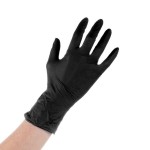 Lavex Powder-Free Disposable Black Hybrid 3.5 Mil Thick Gloves - Medium - 100/Box