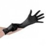 Lavex Powder-Free Disposable Black Hybrid 3.5 Mil Thick Gloves - Medium - 100/Box