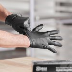 Lavex Powder-Free Disposable Black Hybrid 3.5 Mil Thick Gloves - Medium - 100/Box